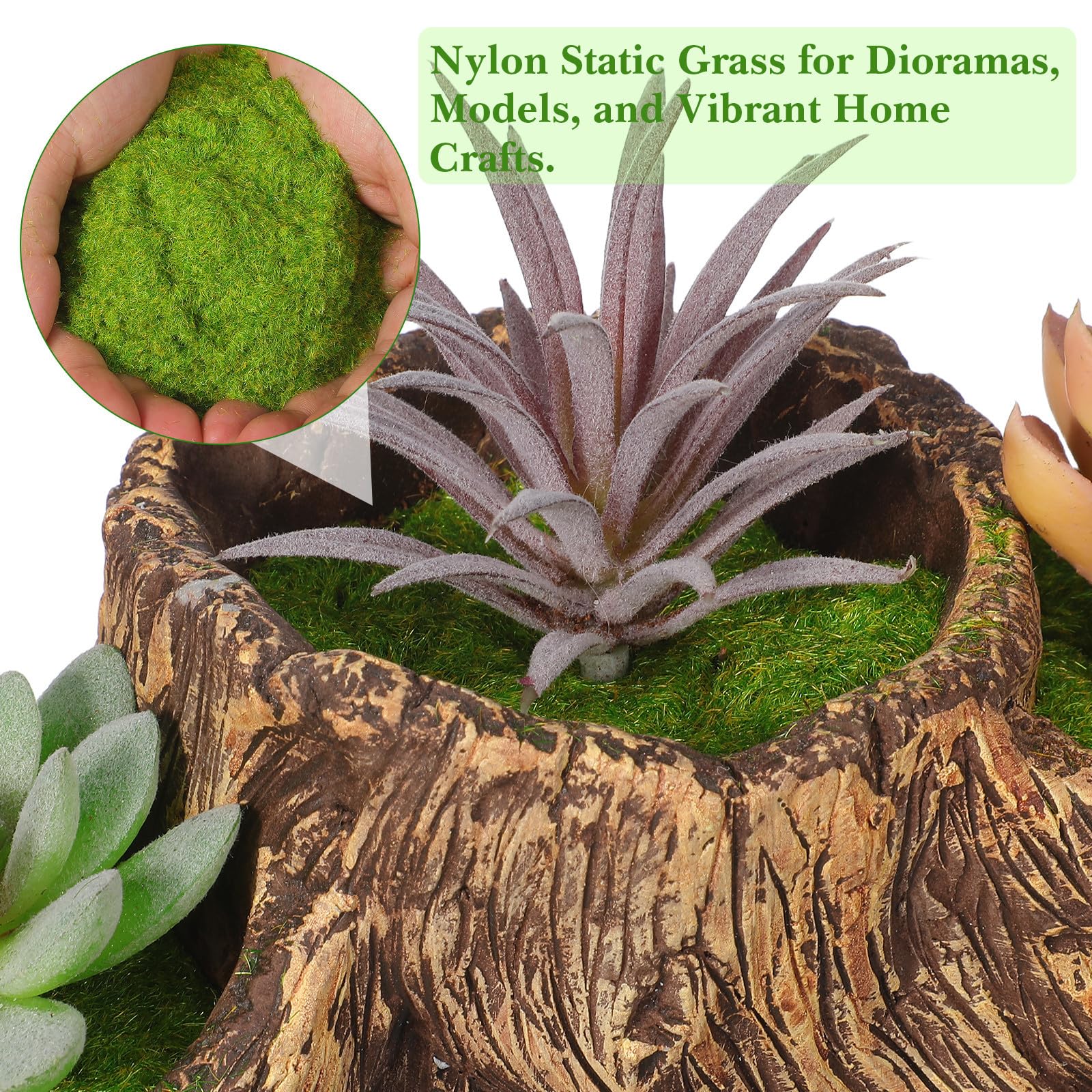 Polvo de Césped Artificial de Nailon Verde para Ambientación de Paisajes y Jardines, Larga Duración Mantenimiento Diario, Adecuado para Estanterías de Oficina Color Aleatorio