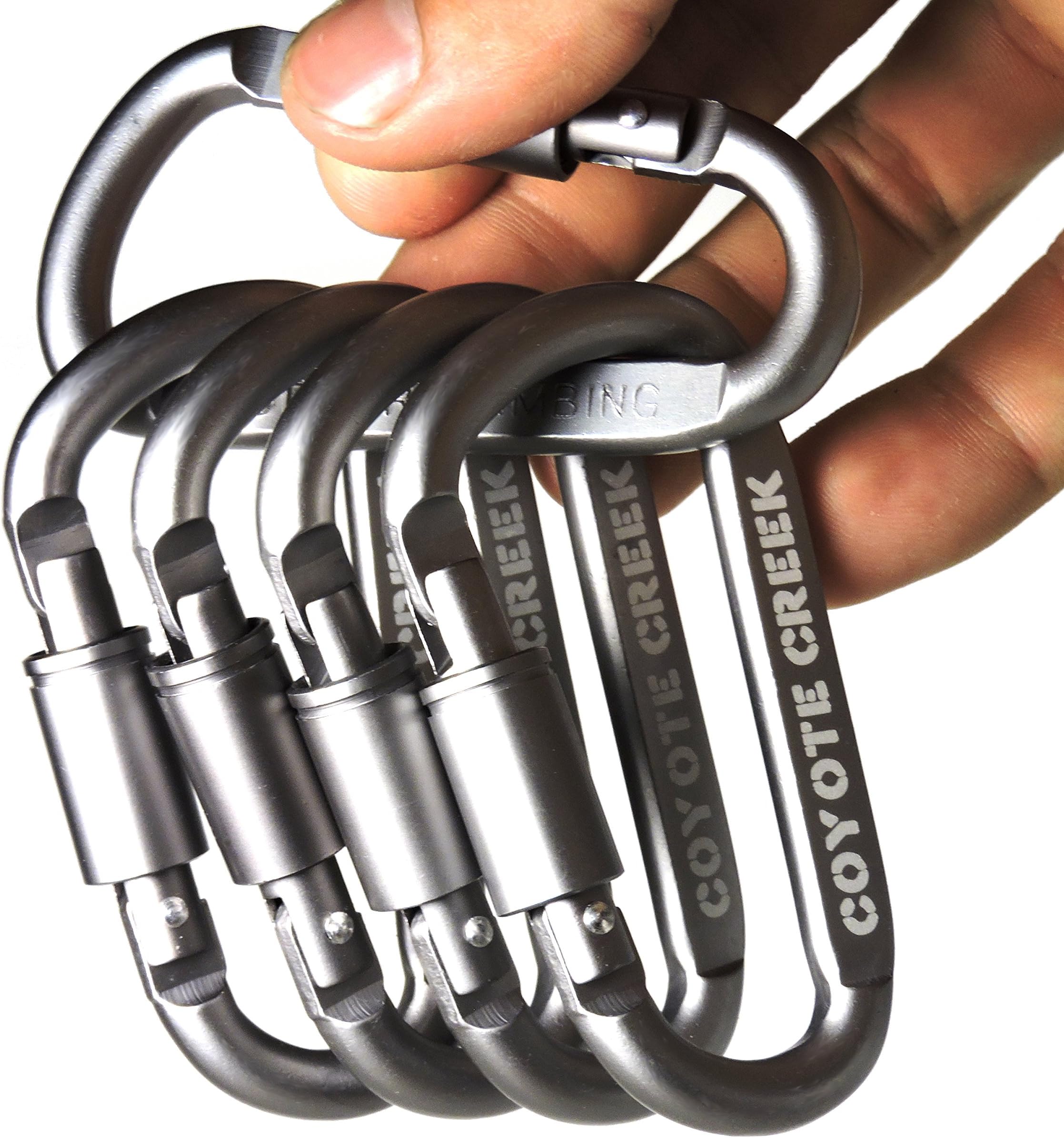 5PCS Aluminum D-RING Locking Carabiner Clip Camping Spring Hook Hiking Keychain Carabiner