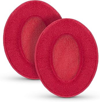 Velor Replacement Ear Pads for HyperX Cloud & Alpha, ATH M50X, Steelseries Arctis, Logitech G Pro & More Headphones, Soft Velour, Memory Foam & Long Lasting Earpads by Brainwavz - Red
