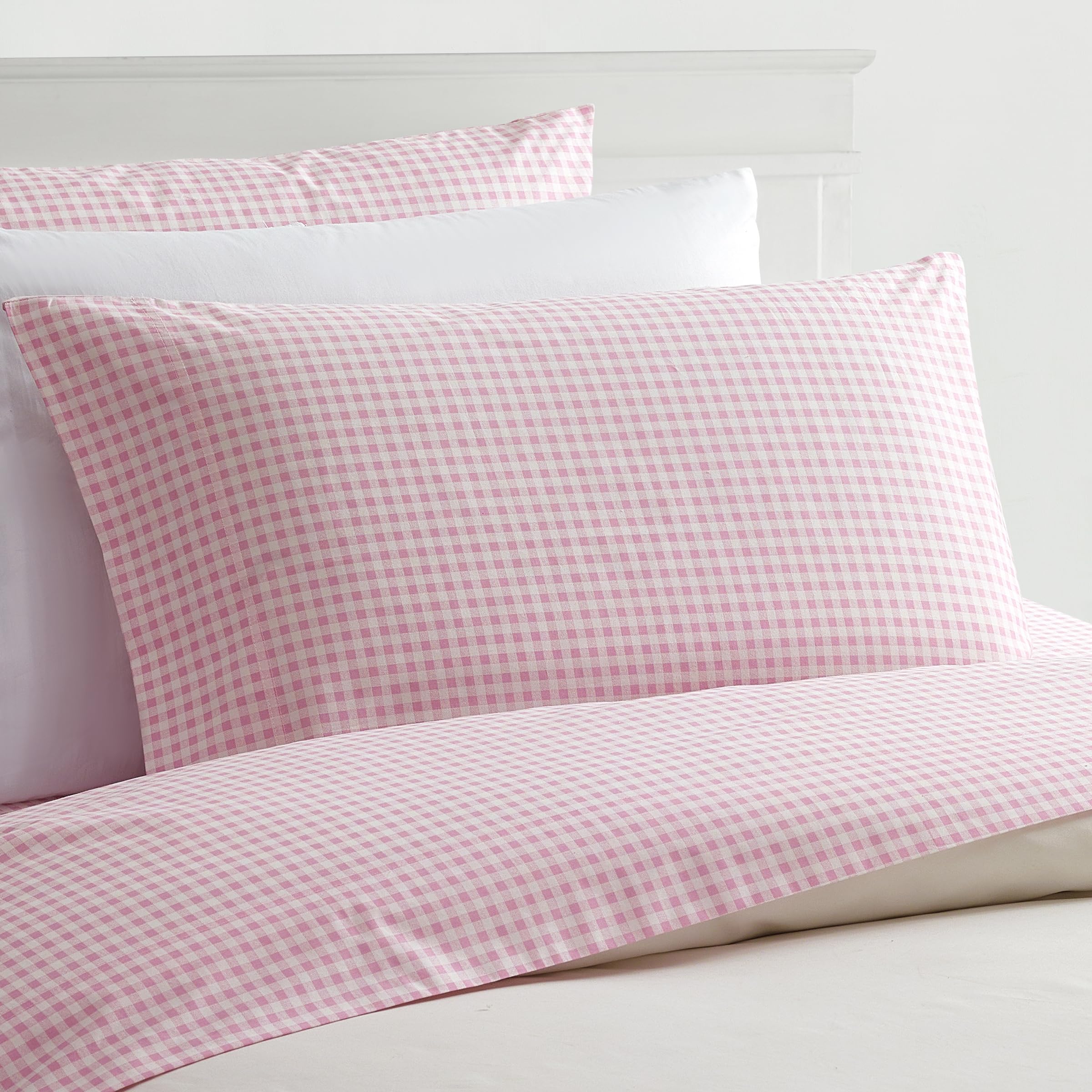 Laurel & Mayfair 250 Thread Count Cotton Gingham Sheet Set Queen Pink