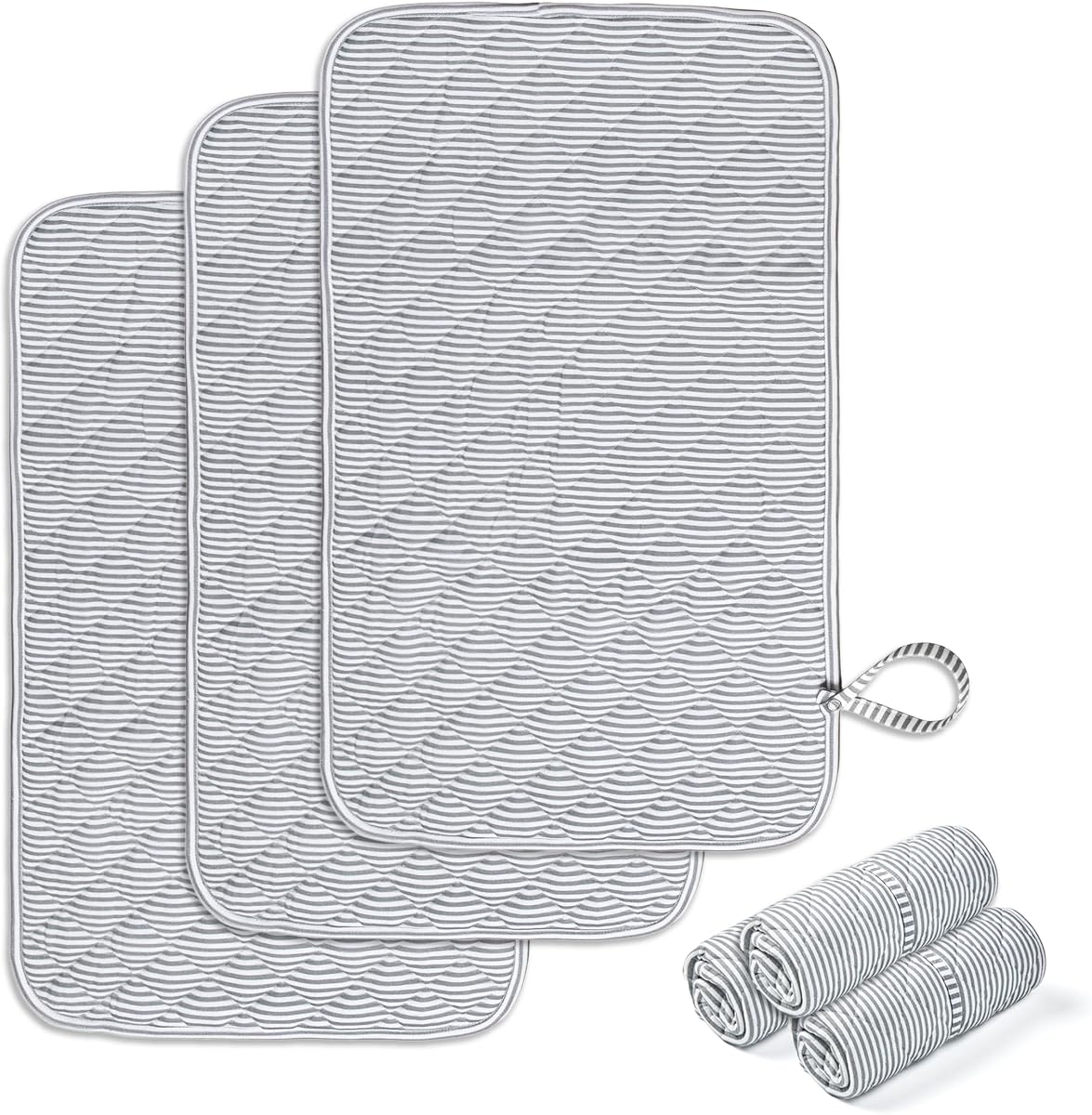 Spirich 3-Pack Reversible Changing Pad Liners, Waterproof & Wipeable Diaper Changing Mat, Thick Terry & 100% Cotton Knit, Portable Baby Changing Pad