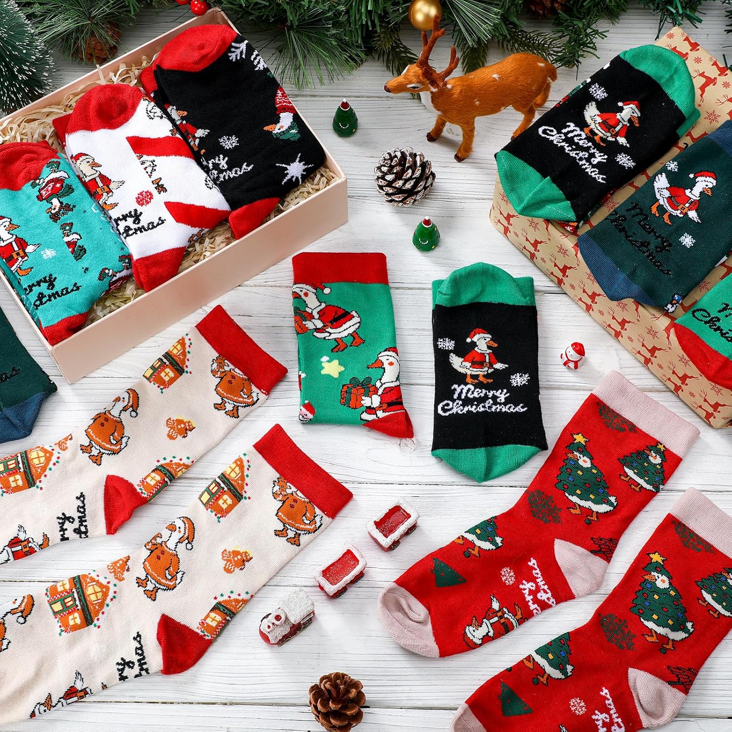 8 Pairs Christmas goose Socks Gifts for Women Men Xmas Family Stocking Stuffers for Chicken animal Lovers Gifts - Image 3