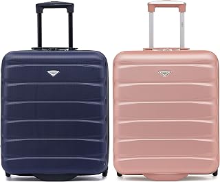 Set of 2 Lightweight 2 Wheel ABS Hard Case Suitcases Cabin Carry On Hand Luggage Approved for Airlines Including British Airways & Maximum Size for easyJet Large Cabin Bag 56x45x25cm