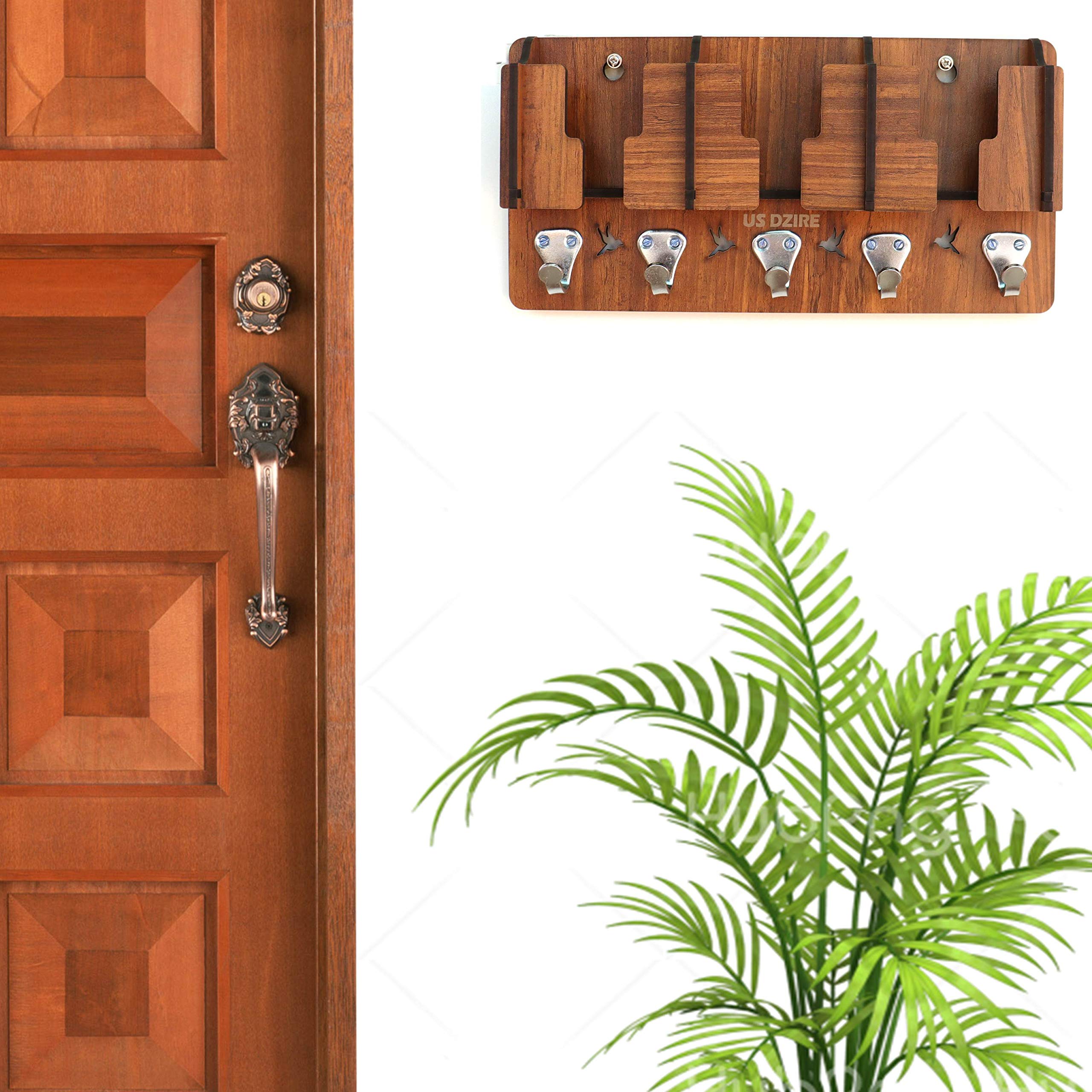 Wooden Key Holder with Charging Stand - Wall Mount Organizer -2