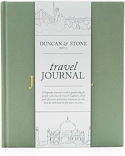 DUNCAN & STONE PAPER CO. Travel Journals for Women, Men (Sage Green, 110 Pages) – World Trip Adventure Book to Record Trip...