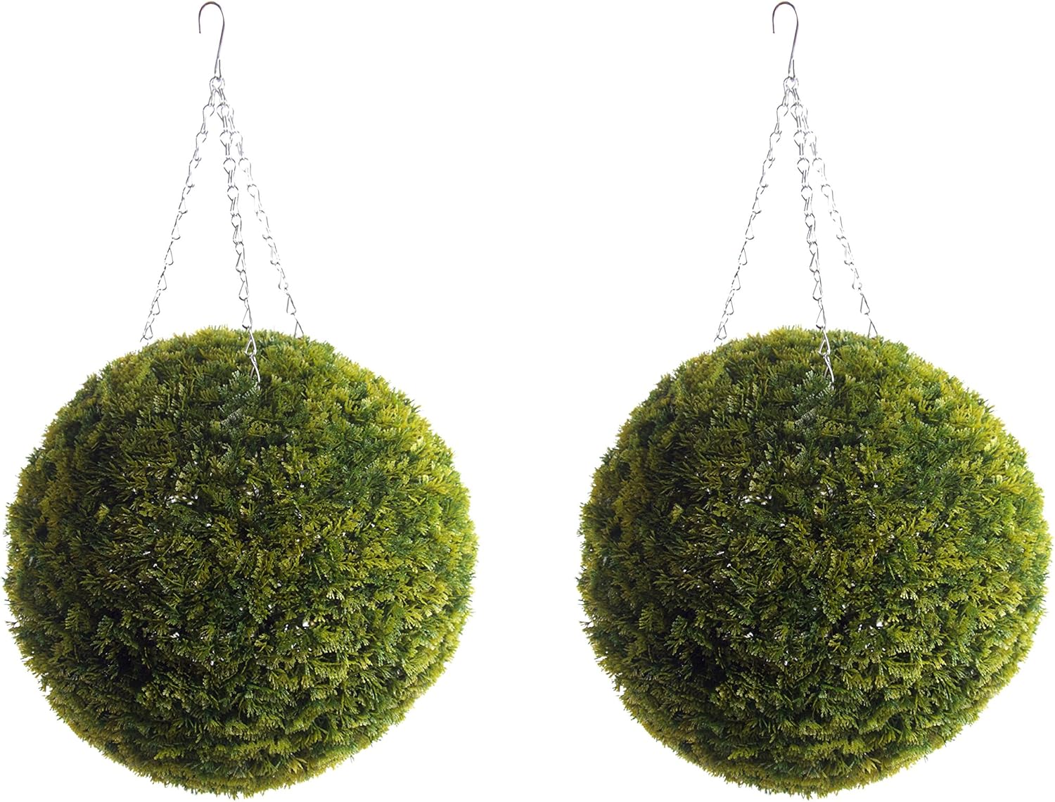Best Artificial Pair of 36cm Conifer Topiary Hanging Grass Balls **UV