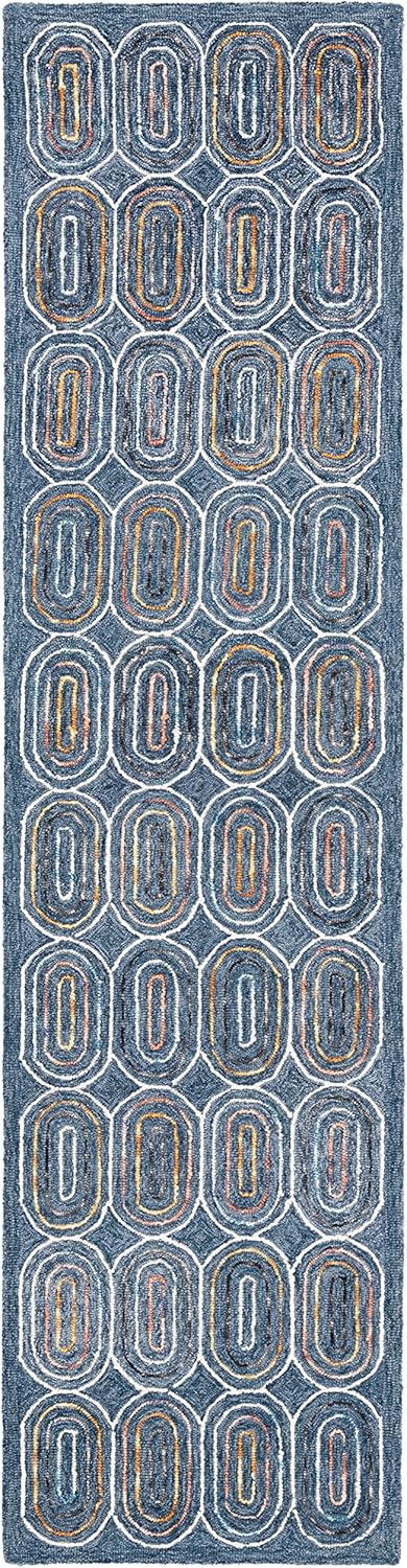 SAFAVIEH Metro Collection Runner Rug - 2'3" x 9', Blue & Yellow, Handmade Wool, Ideal for High Traffic Areas in Living Room, Bedroom (MET124M)