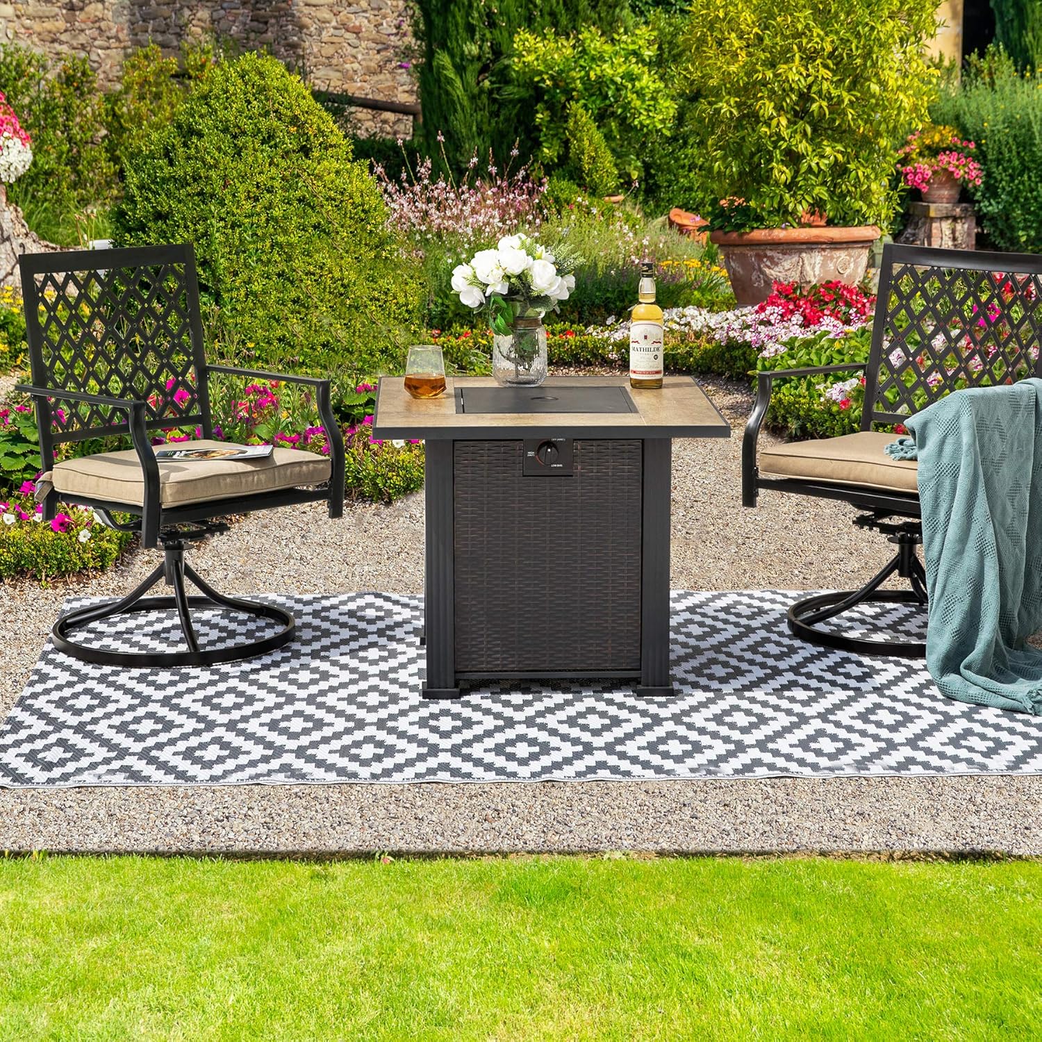 NUU GARDEN Outdoor Reversible Mats Rectangle Area Rugs, Plastic Straw Rug, Large Floor Mat and Rug for Outdoors, RV, Patio, Backyard, Deck, Picnic, Beach, Trailer, Camping/Grey, 6 x 9 ft