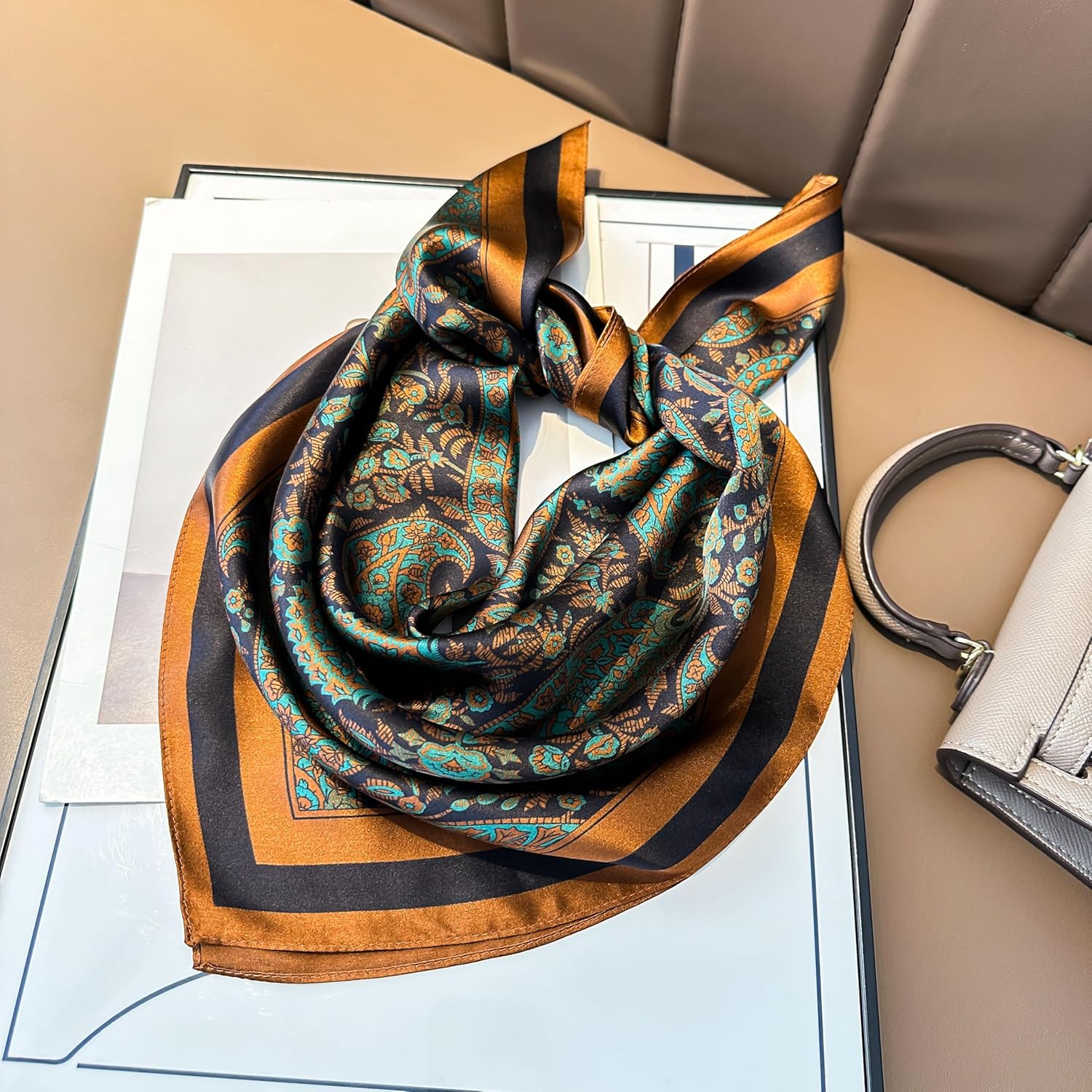 100% Mulberry Silk Square Scarf for Neck or Hair-27"x27" Women Natural Silk Neckerchief Headscarf - Image 6