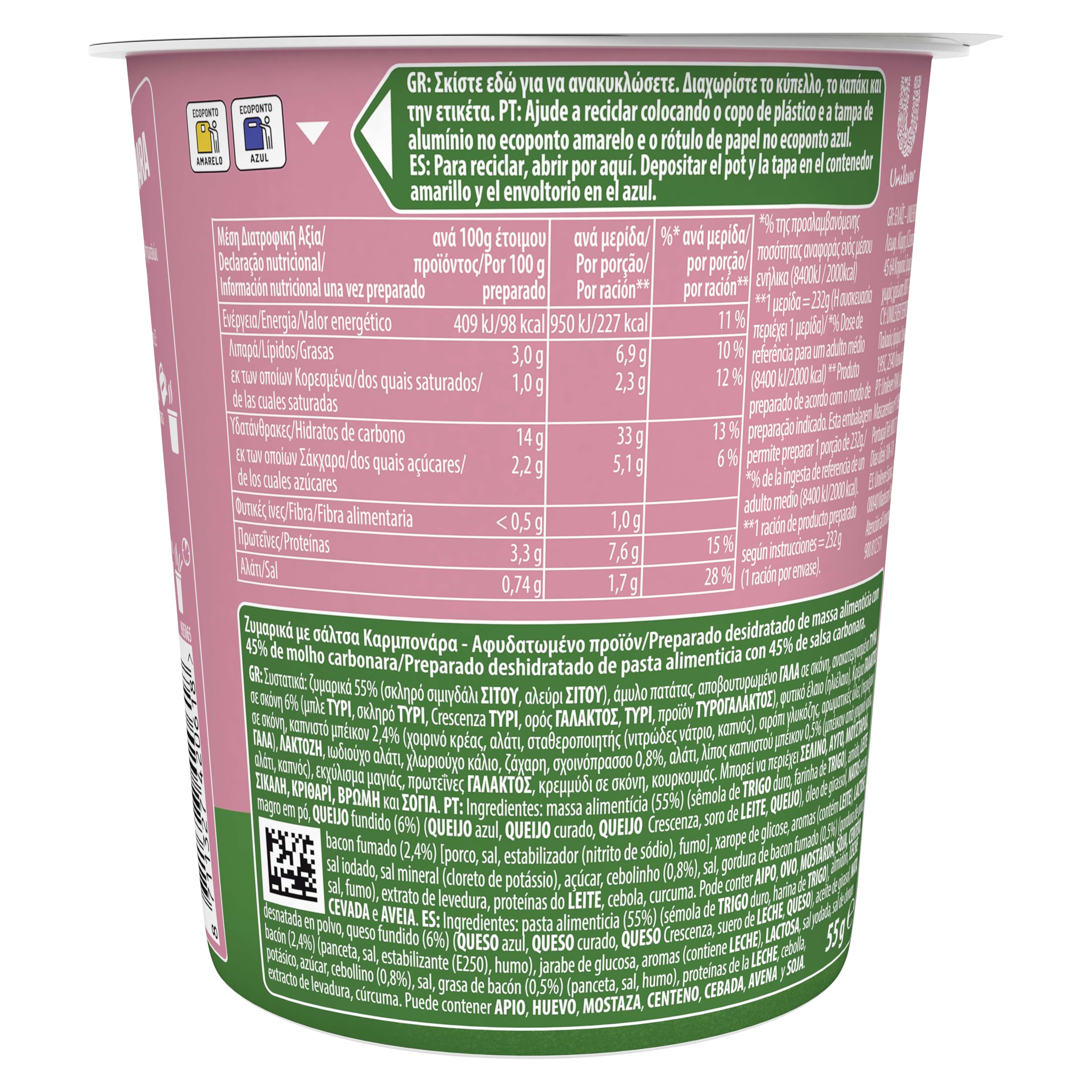 Knorr Pasta Pot Salsa Carbonara 55g X 8