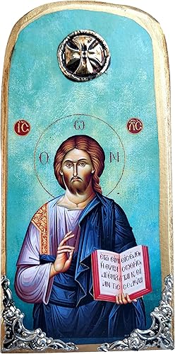 Icono de madera griego cristiano ortodoxo madera de Jesucristo / OP10