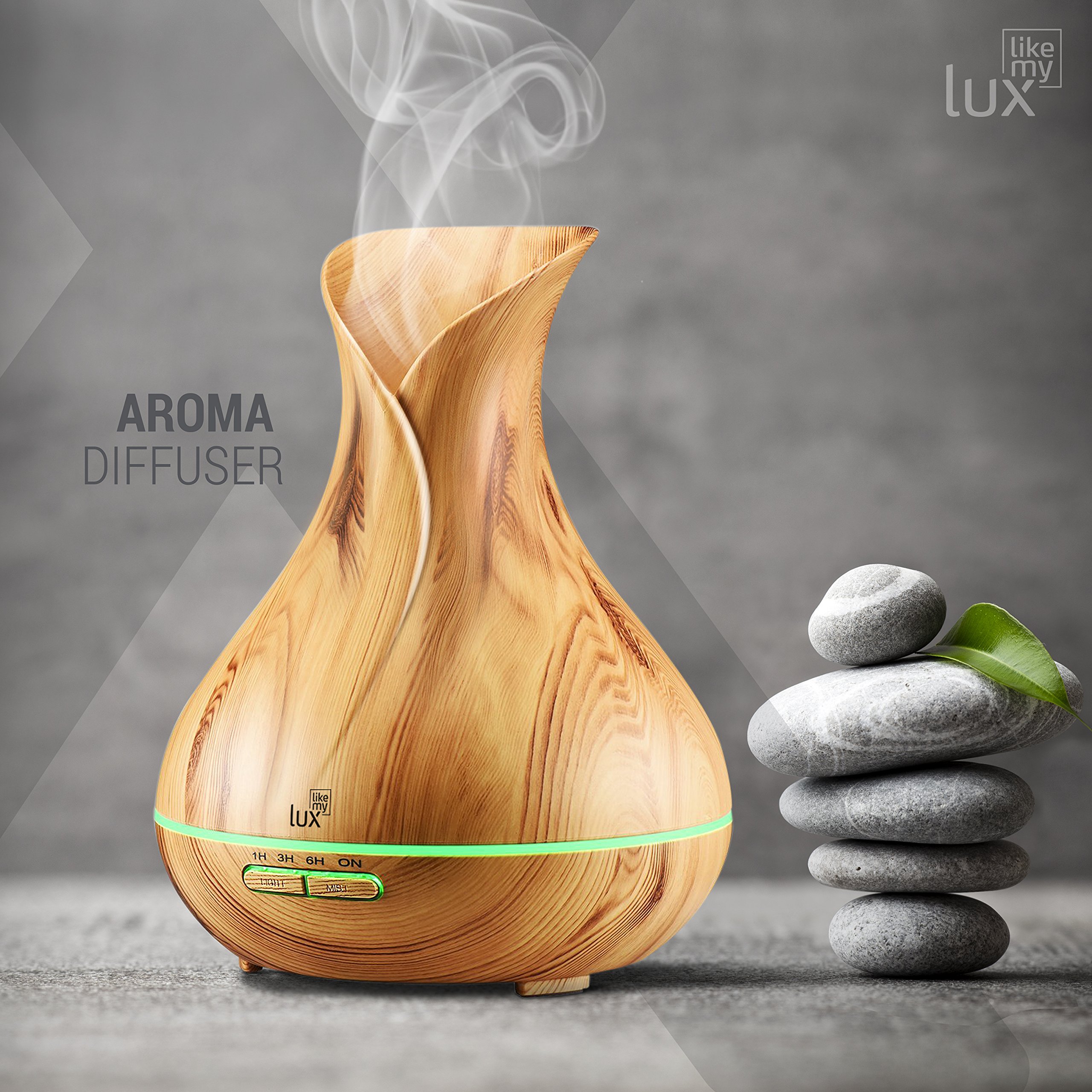 Diffuseur d'Huiles Essentielles 400ml, Humidificateur Ultrasonique Diffuseur Aromathérapie 7 Couleurs Changeables LED Brume Fraîche Arôme Diffuseur de Parfum Electrique pour Spa