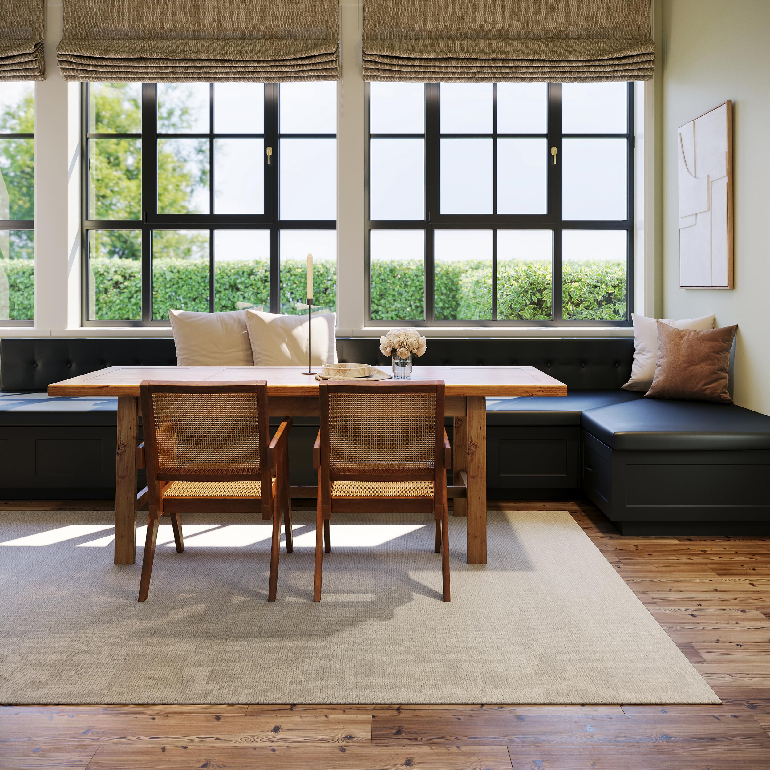 Rugs USA x Nate Berkus Hollis Solid Wool Cozy Area Rug, 7' 6" x 9' 6", Ivory