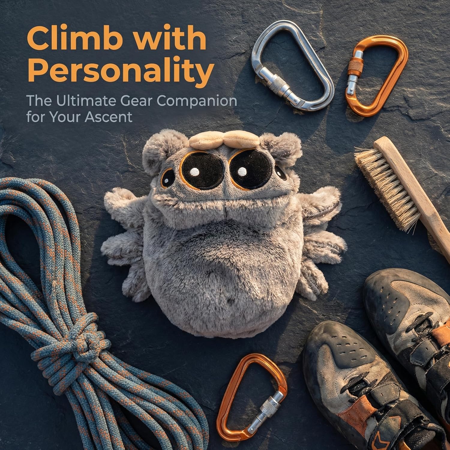 Spider Rock Climbing Chalk Bag, Fun Plush Animal Chalk Pouch with Drawstring, Adjustable Waist Belt for Indoor Outdoor Bouldering Sport Climbing