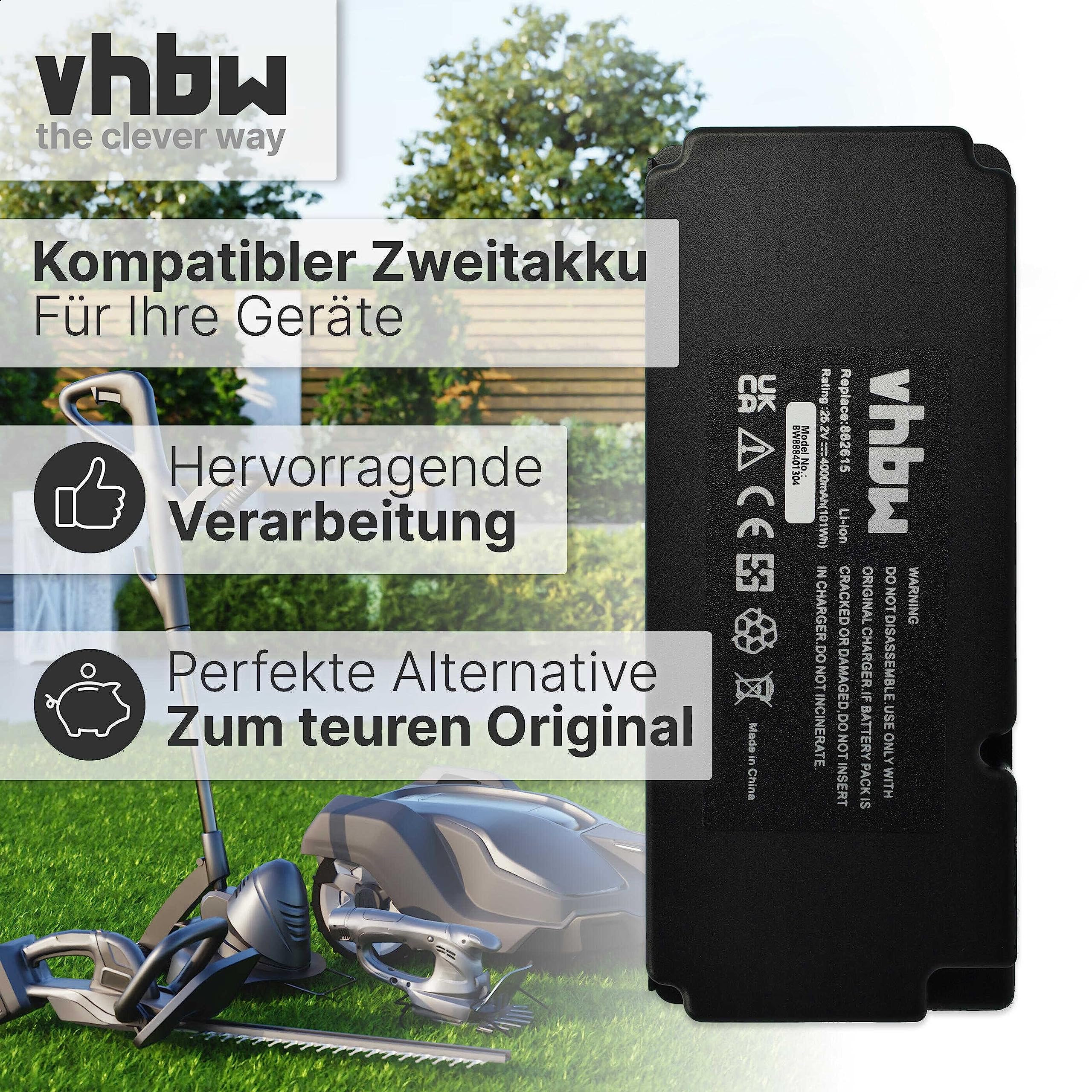 vhbw Batería Compatible con Yard Force SA900, SA800PRO, SC600ECO, X100i, SA900B, SA650B, SA600H Robot cortacésped cortacésped 4000mAh 25,2V Li-Ion