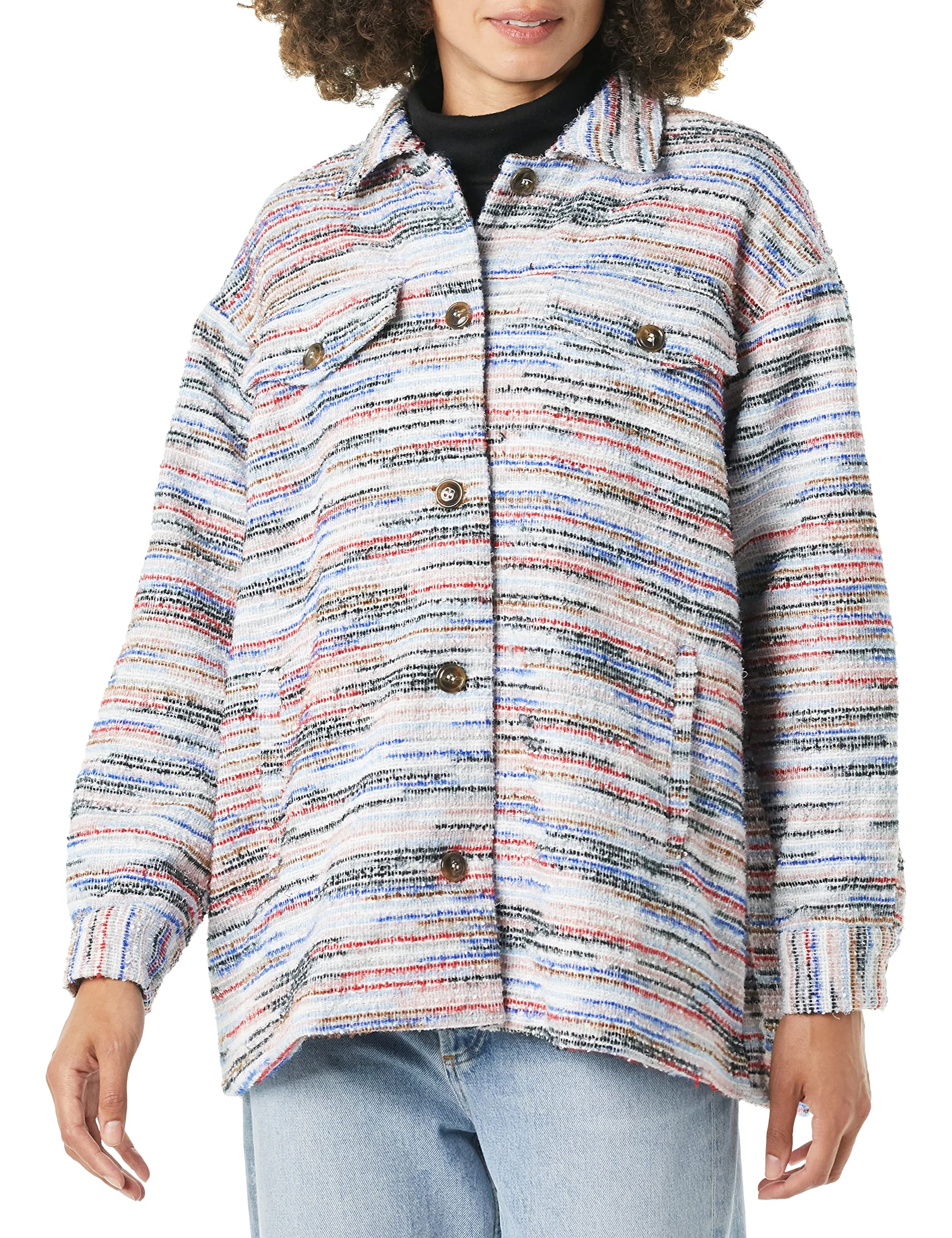 BCBGenerationwomens Long Button Down Tweed Jacket Sport Jacket