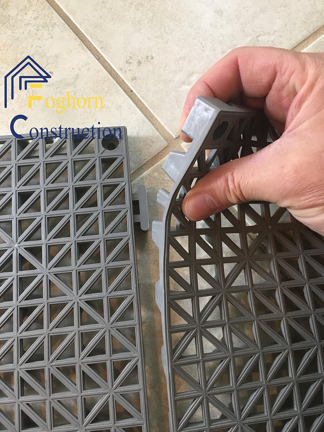 Set of 9 Interlocking GREEN Rubber Floor Tiles- 11.5 inches each side - Non-Slip Tread - Wet Areas like Pool Shower Locker-Room Bathroom Deck Patio Garage Boat. Can be cut to fit- Foghorn Construction - - 