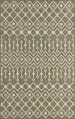 Vista 153 de Unique Loom Alfombra Colección enrejado Marroquí Celosía Transicional Interior y Exterior, Polipropileno Gris carbón/natural