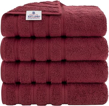 American Soft Linen Luxury 4 Piece Bath Towel Set, 100% Turkish Cotton Bath Towels for Bathroom, ...