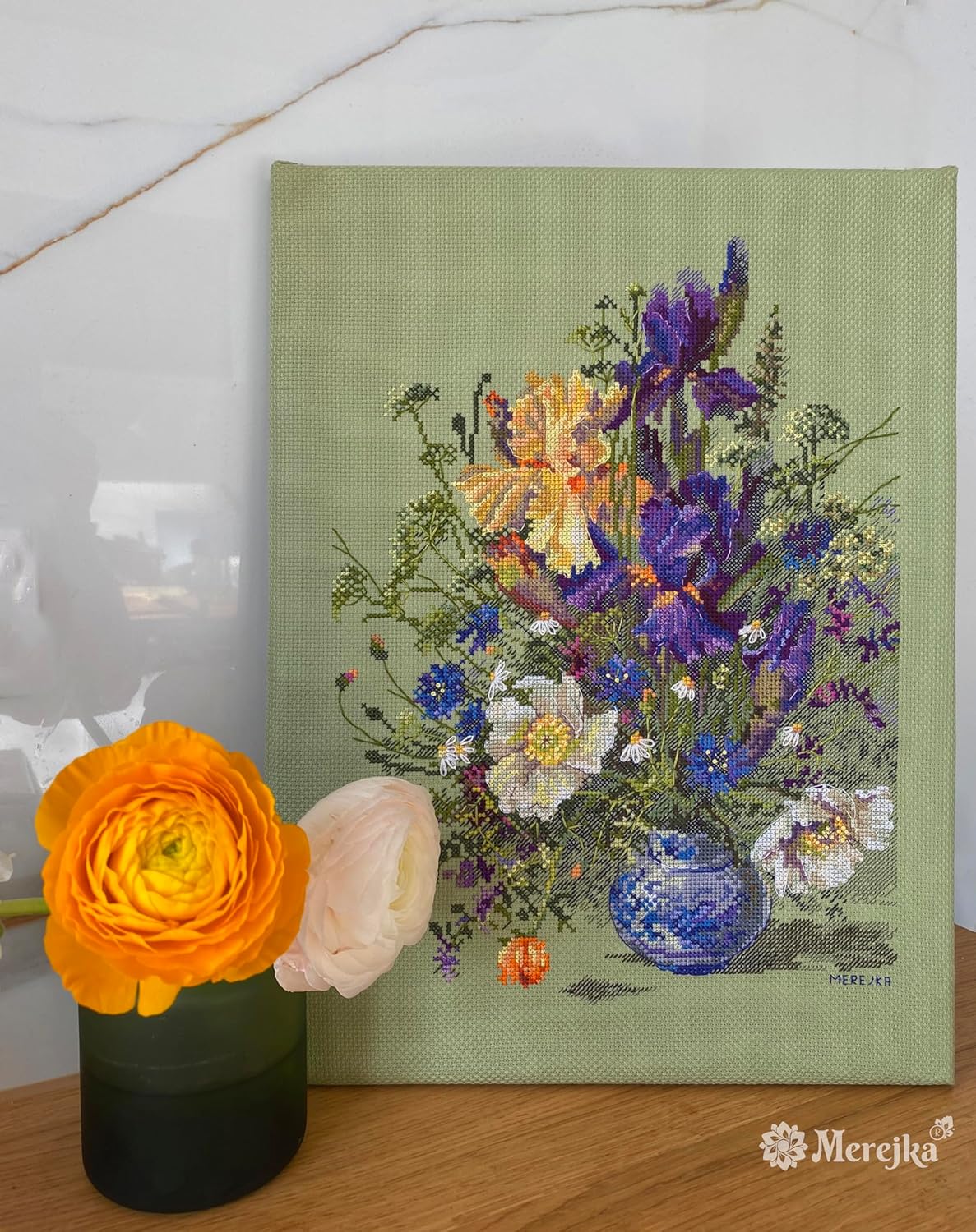 Merejka Counted Cross Stitch Kit Irises and Wildflowers