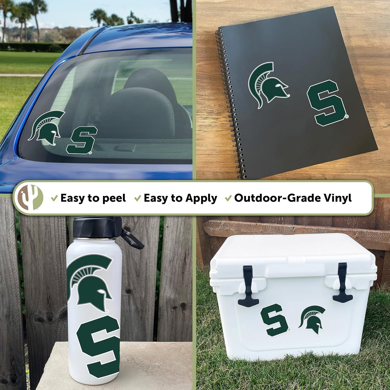 Desert Cactus Michigan State University Sticker Michigan State Spartans Vinyl Decal Laptop Water Bottle Car Scrapbook Sheet (4 Inch Set V1) - Image 2