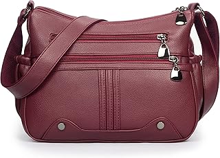 VOLGANIK ROCK Women Soft PU Leather Shoulder Handbag Multi Pocket Crossbody Bag Ladies Medium Roomy Purses Fashion Tote Top Handle Satchel