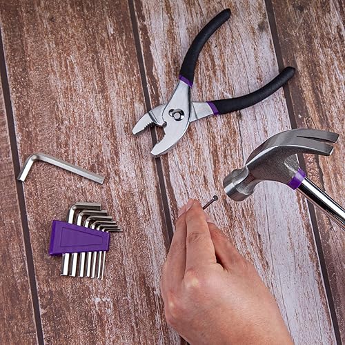 Miniatura 4 de CARTMAN Juego de herramientas para el hogar de 126 piezas, herramientas manuales básicas para el hogar con estuche de almacenamiento, color morado