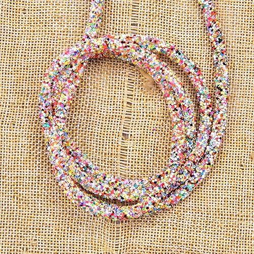 Cuerda de lentejuelas brillantes AB de 196.85 pulgadas, tubo redondo, cordón de cristal con purpurina densa, accesorios para zapatos
