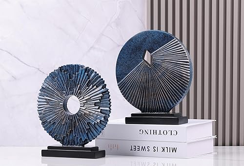 Miniatura 6 de WUBIANJIE Escultura de decoración del hogar en azul, diseño único de línea redonda, estatua decorativa moderna para sala de estar, oficina o