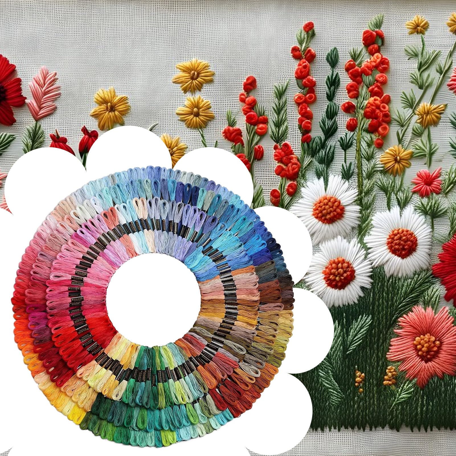 Stickgarn, Freundschaftsarmbandgarn, buntes Bastelgarn, 6 Polyester-Baumwolle, mehrfarbiges Design, Nähen und Basteln, 80 cm, 50-447