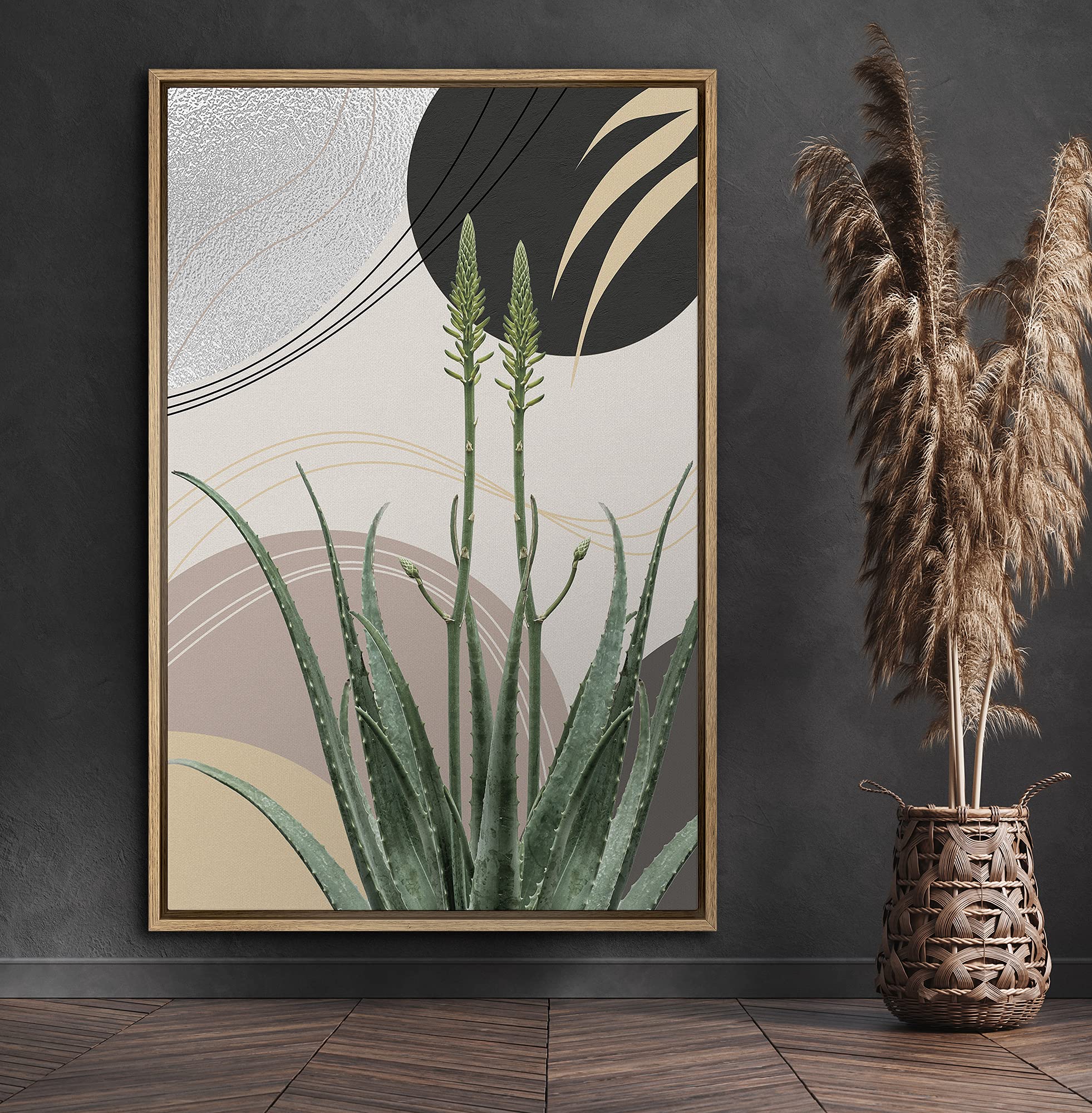 Amazon.com: SIGNFORD Framed Canvas Print Wall Art Aloe Vera by Gray & Black  Circles Botanical Wilderness Mixed Media Modern Art Chic Colorful  Multicolor Pastel for Living Room, Bedroom, Office - 16"x24" Natural: