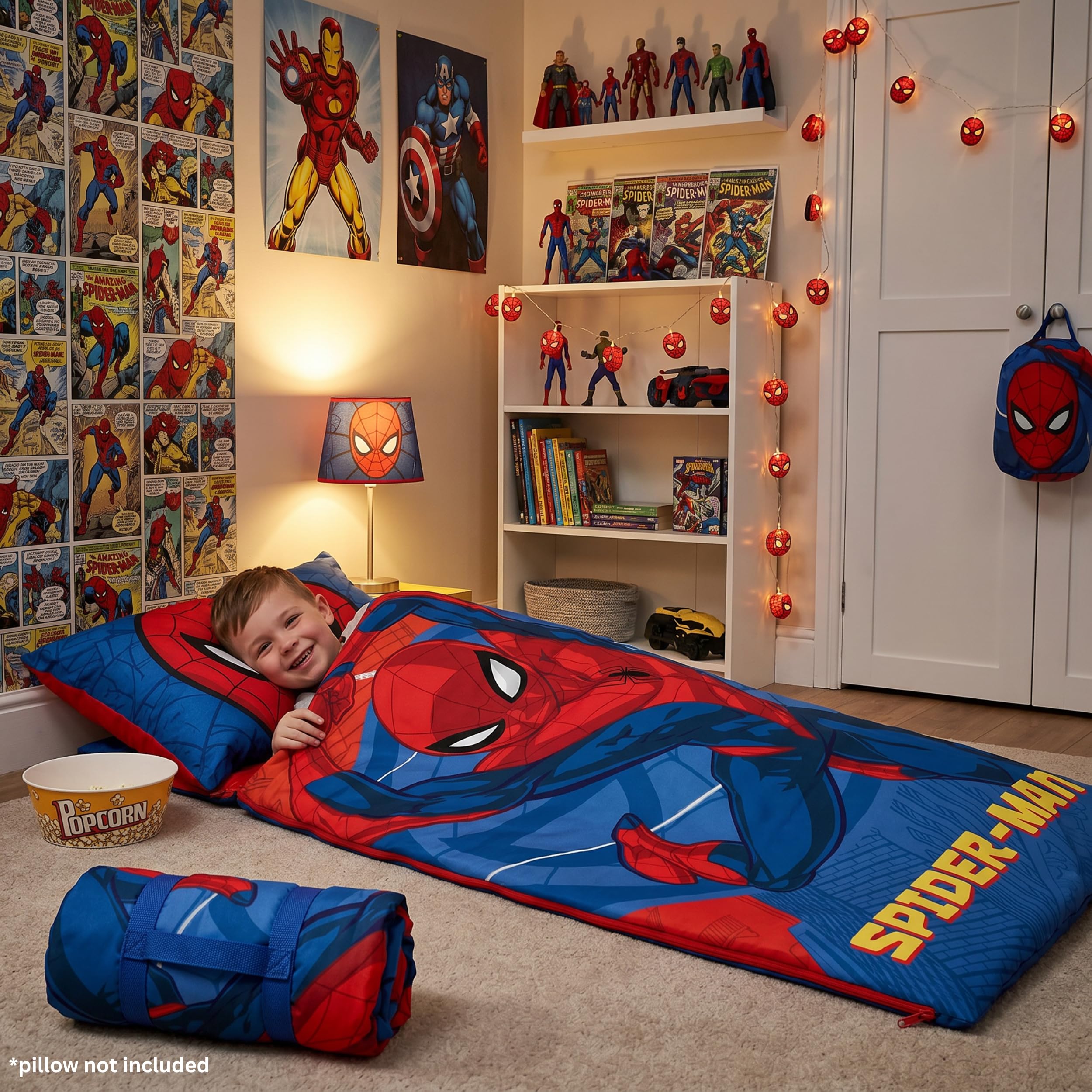 Disney Cars/Minnie Mouse/Marie Cat/Spiderman Avengers Kinder-Schlafsack 70×140 cm | Leichter & Warmer Schlafsack aus 100% Polyester mit Reißverschluss | Ideal für Schulausflüge & Übernachtungen