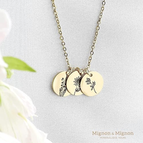 Miniatura 4 de Collar de flores de nacimiento de oro rosa Regalo para ella Collar personalizado Diseño Floral Joyería Regalo del Día de la Madre Joyería
