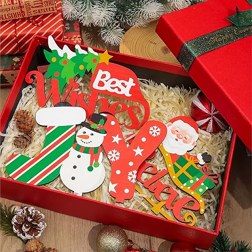 Miniatura 5 de 5 piezas de decoración de mesa de Navidad, decoraciones de Navidad de madera, centros de mesa de temporada festiva, exhibición de mesa de invierno