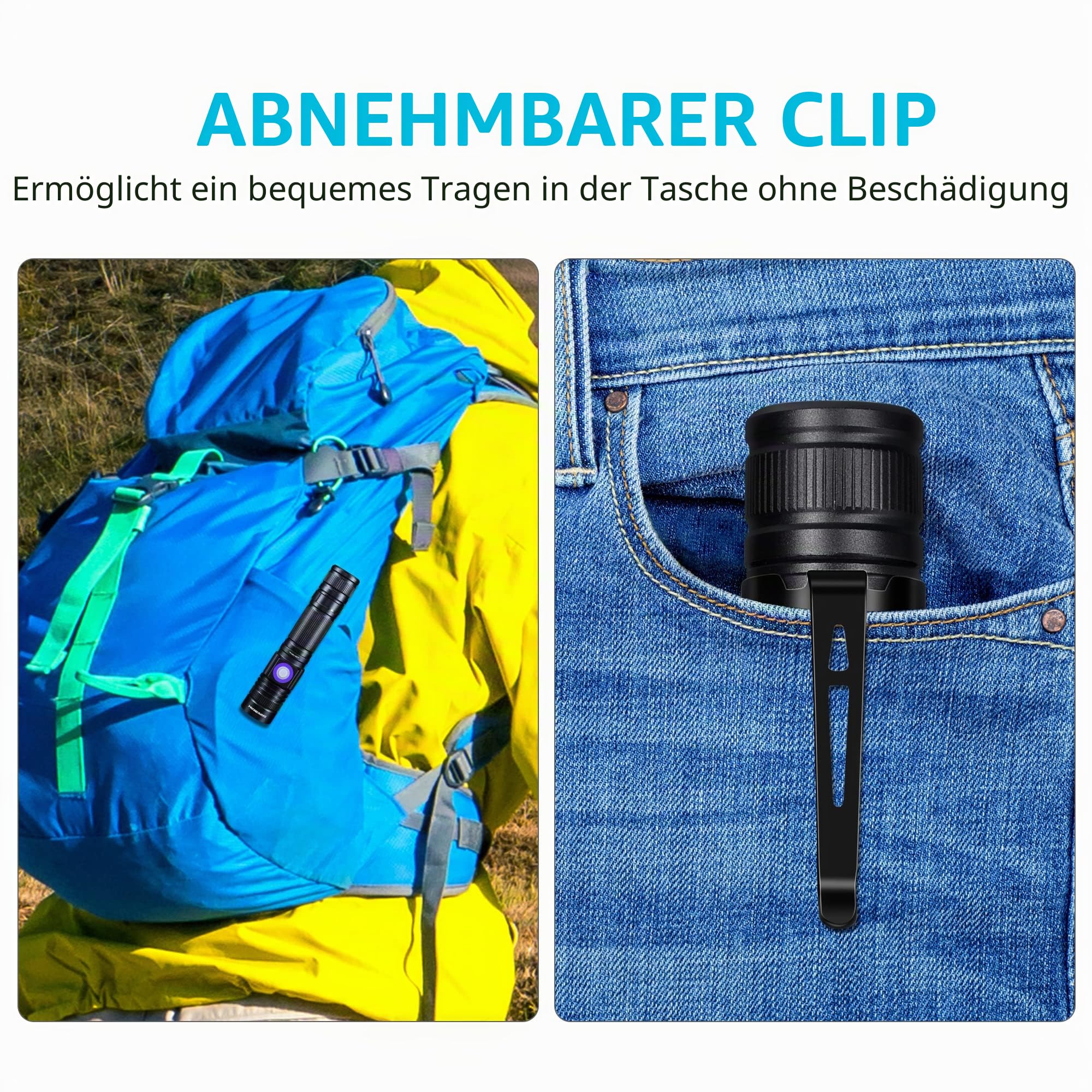 DARKBEAM UV Taschenlampe Schwarzlicht 365nm & 395nm Wiederaufladbare, Woodsche Lampe USB Schwarzlichttaschenlampen Mini Hand LED Ultraviolett Licht, Heimtierurindetektoren, Bernstein, Resin, 2er Pack