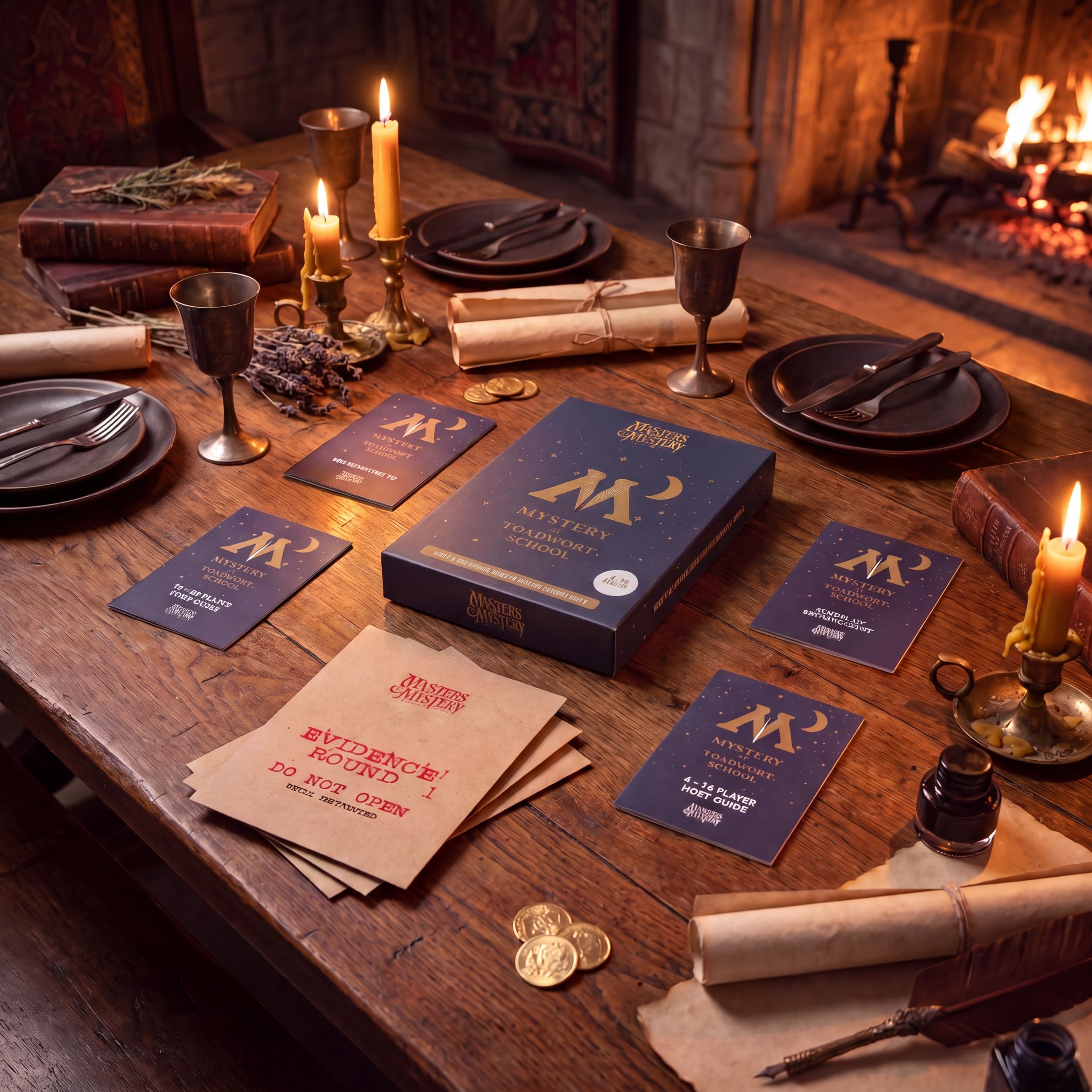 Masters of Mystery Wizarding Murder Mystery Dinner Party Game - Magical School Whodunnit Party Game para adultos - 4-20 jugadores
