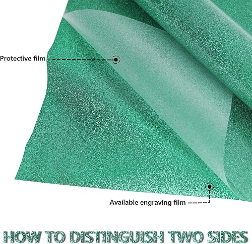 Miniatura 4 de RENLITONG - Vinilo de transferencia de calor con purpurina verde de 12 pulgadas por 8 pies, rollos de vinilo para planchar para silueta de camiseta,