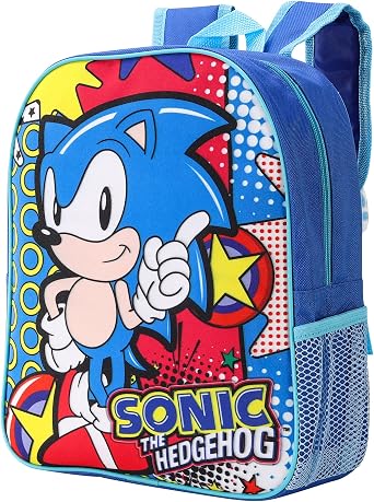 Sonic the Hedgehog Kids Childrens Backpack School Rucksack Travel Bag Boys Girls with side mesh pocket Boys Girls Multicolour