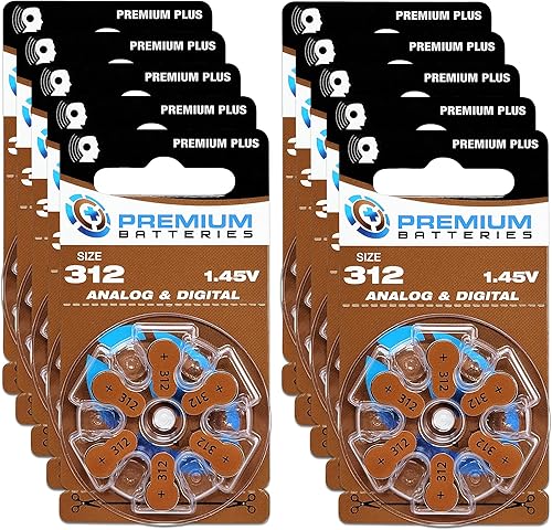 Miniatura 13 de Premium Batteries Tamaño 312, ZA312, PR41, P312 1.45V Zinc Air Baterías para audífonos con pestaña marrón (180 baterías)