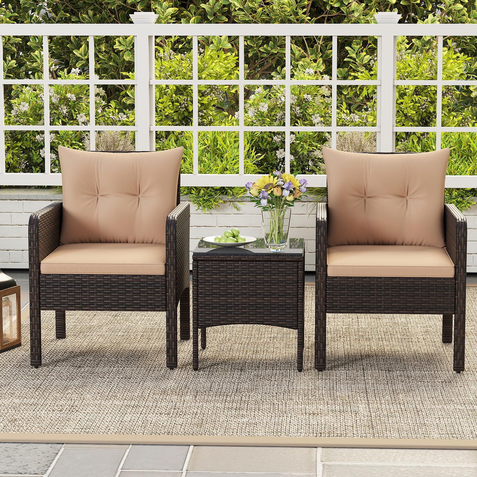 Best Outdoor Coffee Table 2026: 5 Weatherproof Picks 2 HAPPYGRILL 3 Piece Patio Bistro Set Rattan Wicker Outdoor Conversation Set with — product photo