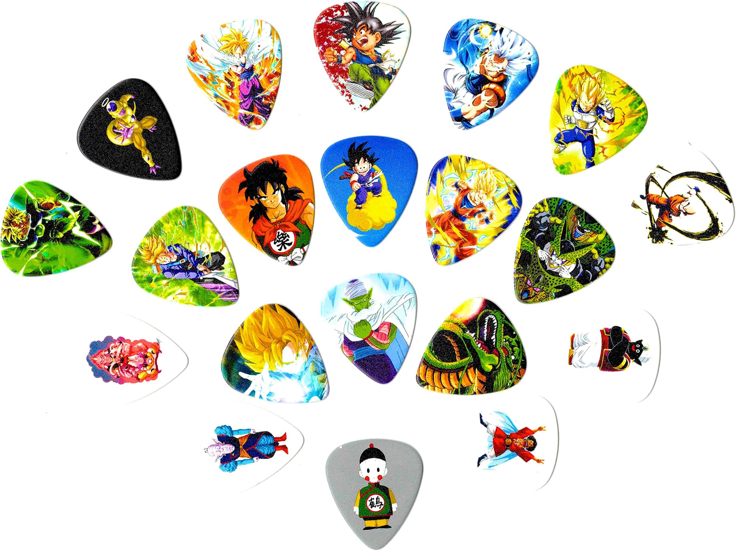 Dragon Ball Z Themed Guitar Picks Pack (20 Picks, Multicolor, Celluloid, 0.71mm)