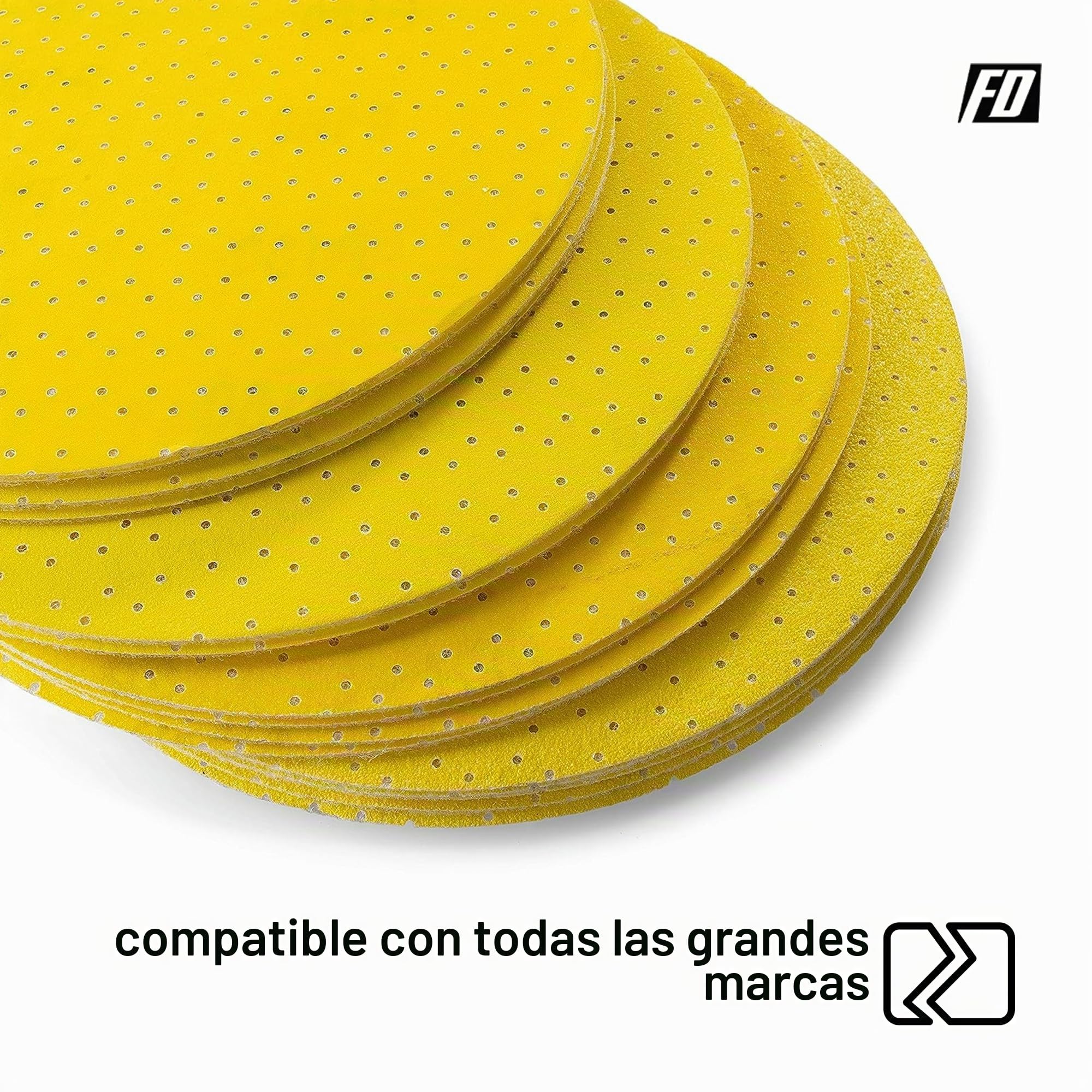 Discos de Lija Profesionales │ amarillo │ 25 piezas │ Ø 225 mm │ autoadesivo │ Mixpack (5 x grano 60/80/120/180/220 cada uno) │ para amoladoras excéntricas │ Papeles de Lija Abrasivos