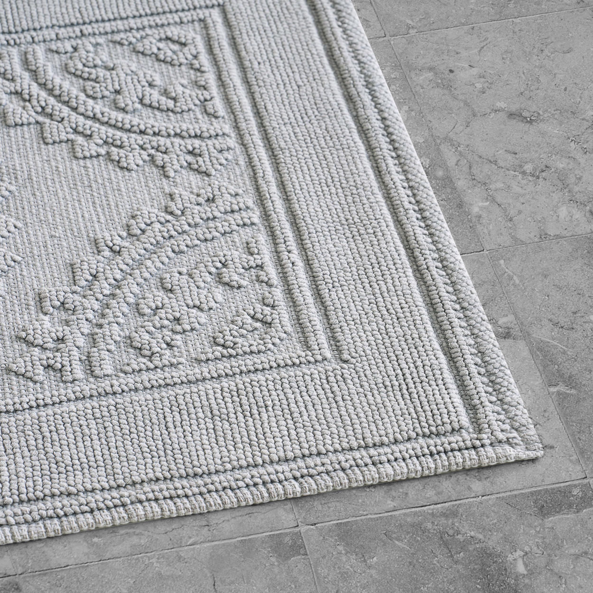 Jean Pierre Alfombra de baño algodón de Nueva York Stonewash medallón, Gris, 17x24/20x32 in. Set
