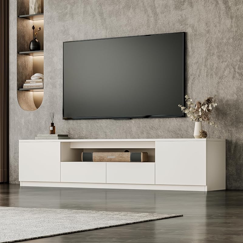 78.7" White Modern TV Stand Media Console Table for 55/60/65/70/75 inch TV
