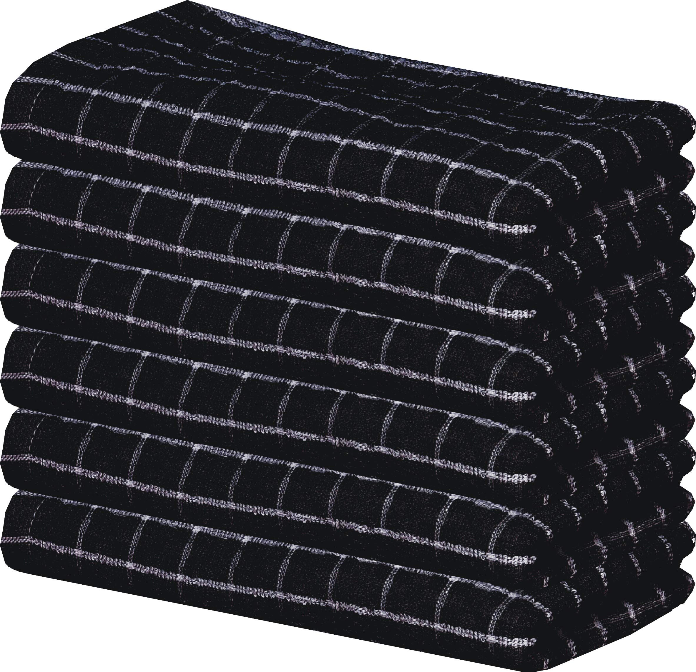 Besunshine Black 1X To 12X Pack 100% Egyptian Cotton Jumbo Country Check Terry Tea Towels Kitchen Dish Towel (, 6)