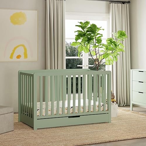 Miniatura 6 de Carter's by Davinci Colby - Cuna convertible 4 en 1 con cajón nido en salvia claro, certificado Greenguard Gold, almacenamiento para cuna Savia