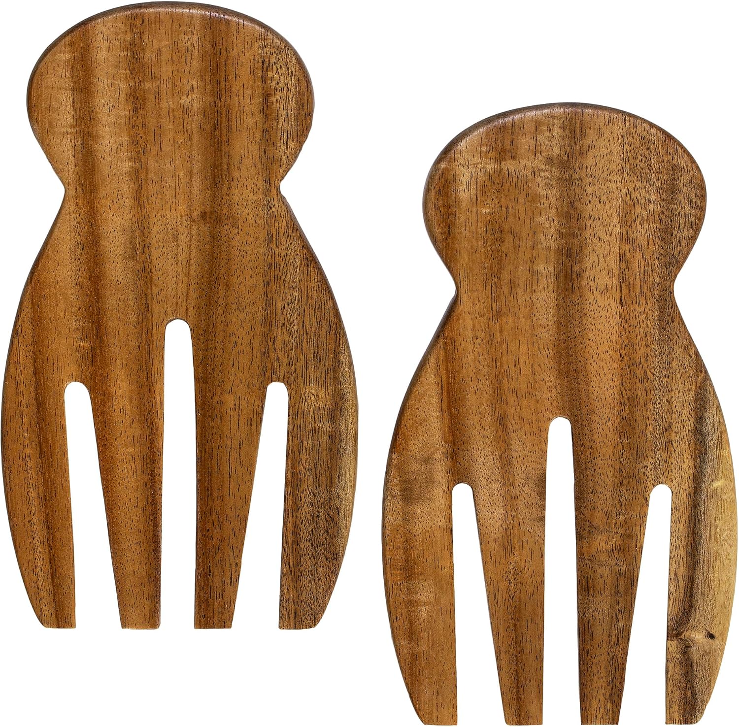 Acacia Wood Salad Hands, Set of 2 Wooden Salad Servers, Serving Set Great for Tossing and Serving Salad, Pasta and More