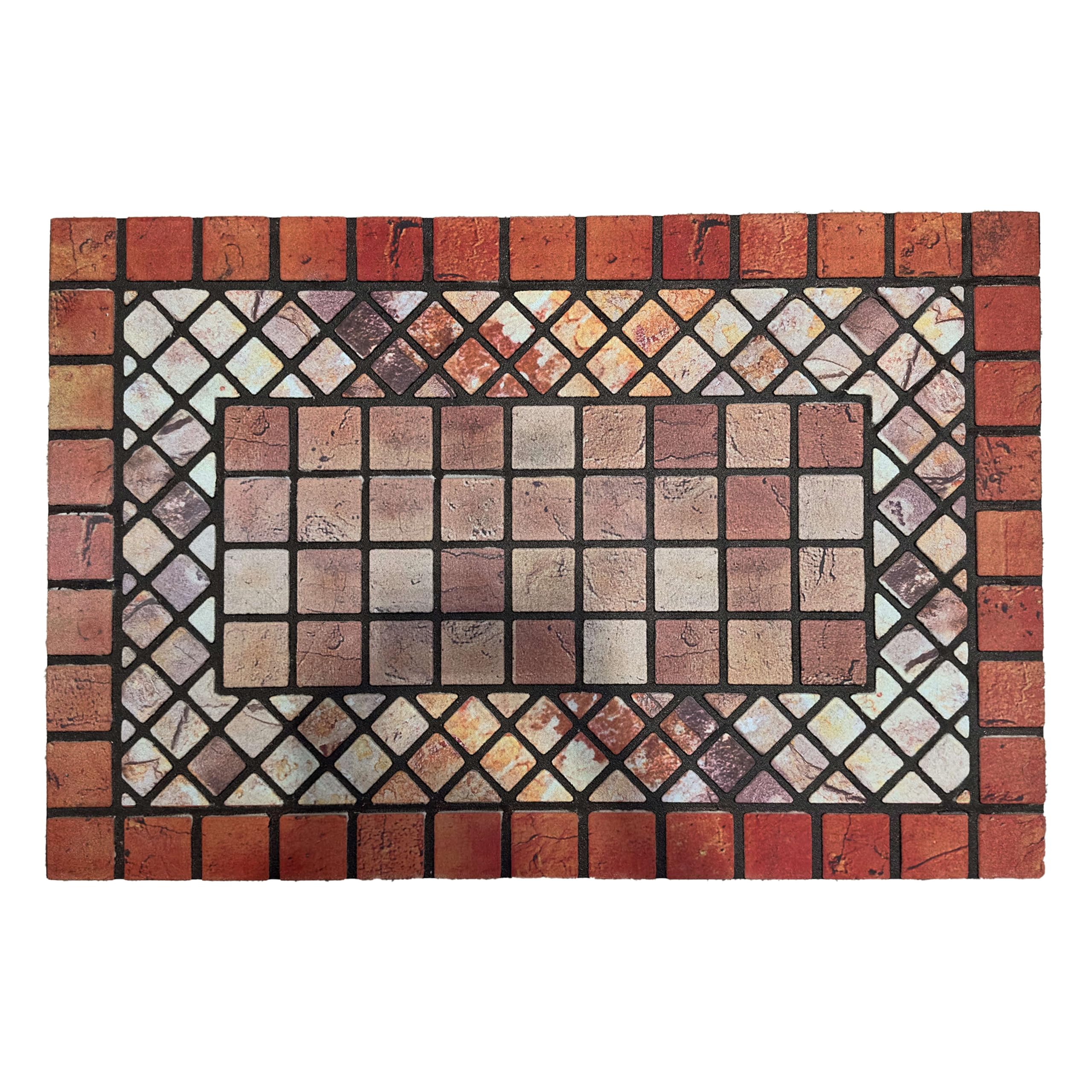 Nicoman Elegant Tile Mat Barrier Doormat Eco-Friendly Scrape And Non-Slip Indoor/outdoor Door MatRectangular 90X60CmRed Border