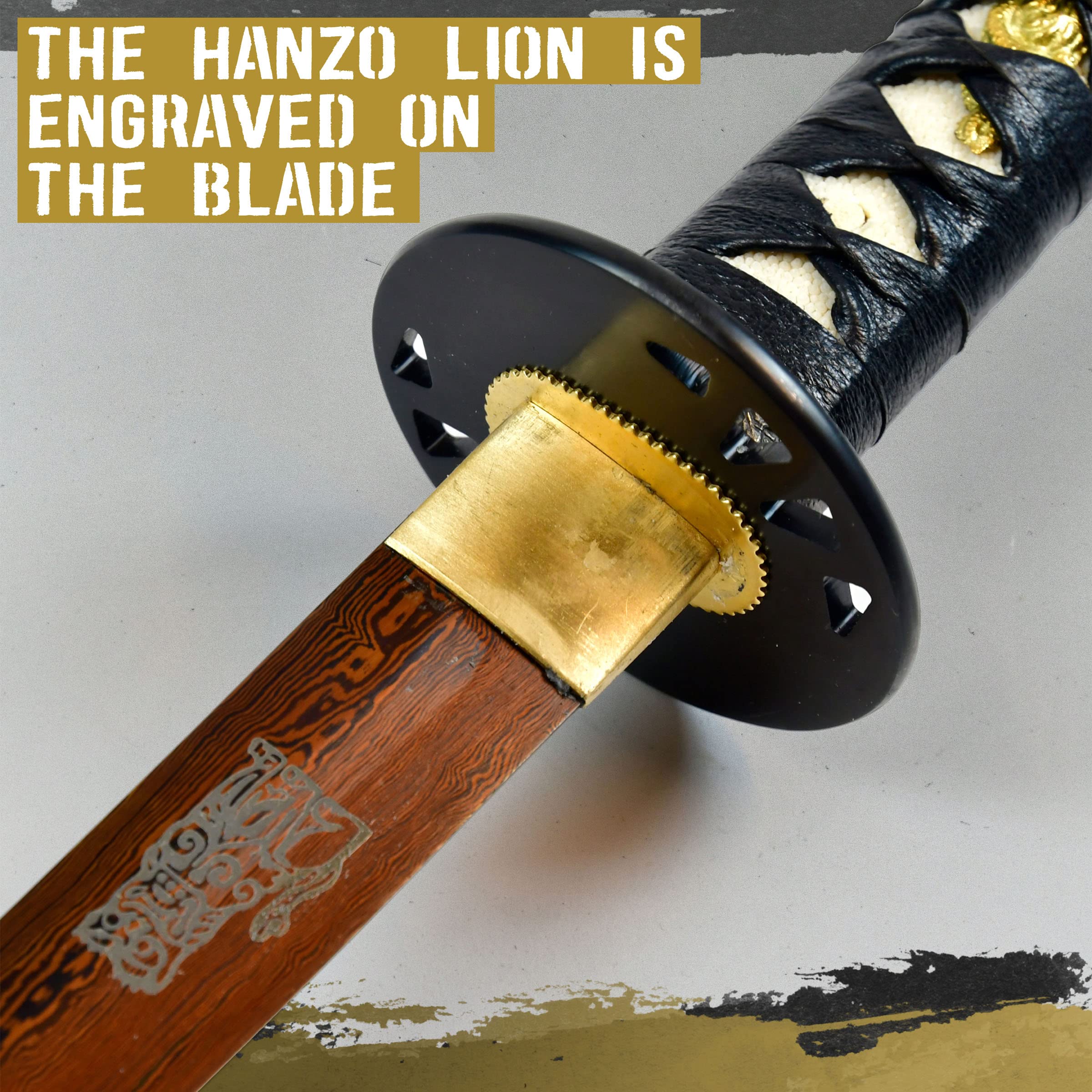 Töte Bill - Hattori Hanzo Schwert - handgeschmiedet & gefaltet, Set - Blutdamast Edition, Katana aus gefaltetem Hartstahl, Set mit Scheide, Ständer, Pflegeset, für das Schwerttraining & Sammlungen