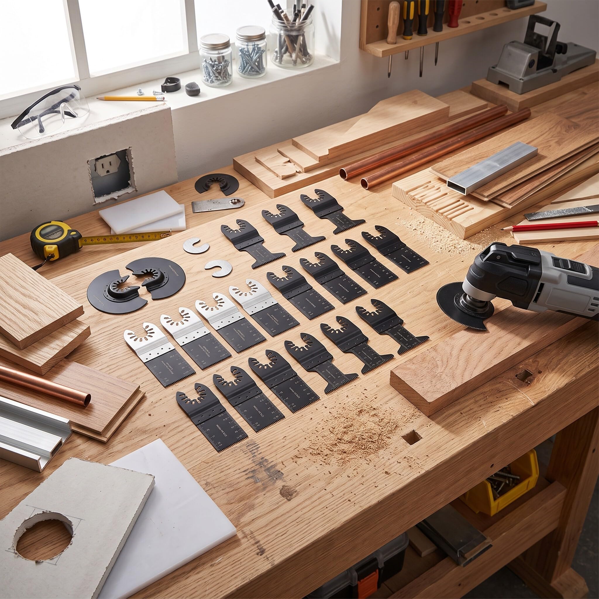 Lame per Oscillante, Set di 22 Pezzi Utensile Multifunzione Lama, Accessori per Utensili Oscillanti Multitool per Fein ecc.